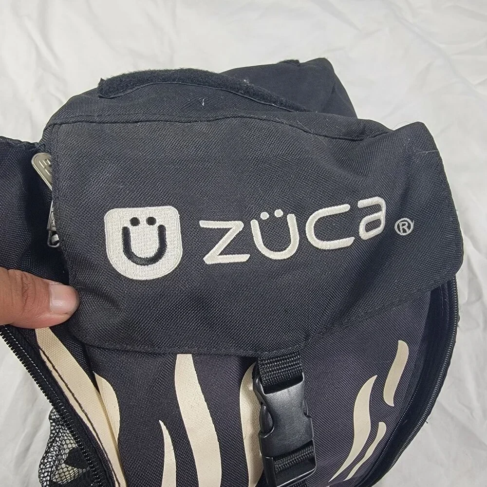 Zuca Black White Flame Design Insert Bag With Mesh Pockets Travel Carry On